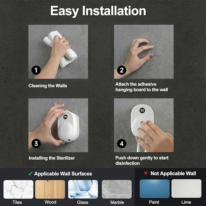 UV Toothbrush Sanitizer Holder Wall Mounted