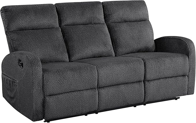 Lexicon Manual Reclining Sofa, Textured Microfiber Recliner Sofa, Wall Hugger