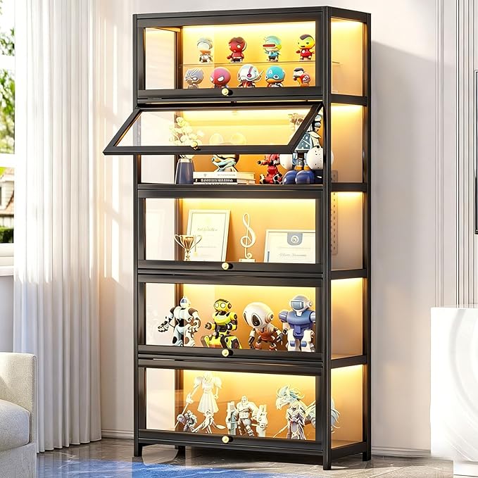 Display Cabinet with Acrylic Glass Doors 67.7'' Tall Curio Cabinet