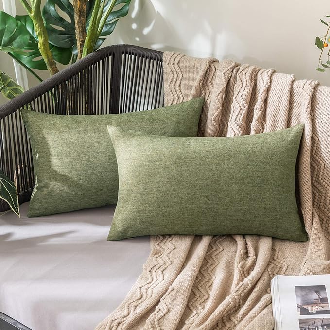 MIULEE Pack of 2 Decorative Outdoor Solid Waterproof Throw Pillow Covers Faux