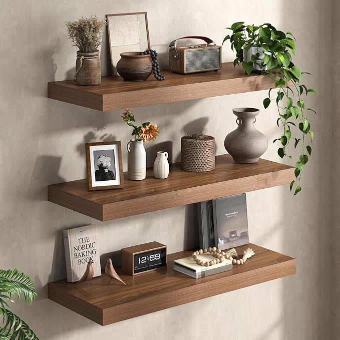 Walnut Floating Shelves 48Inch Long, 12 Inch Deep Floating Shelves