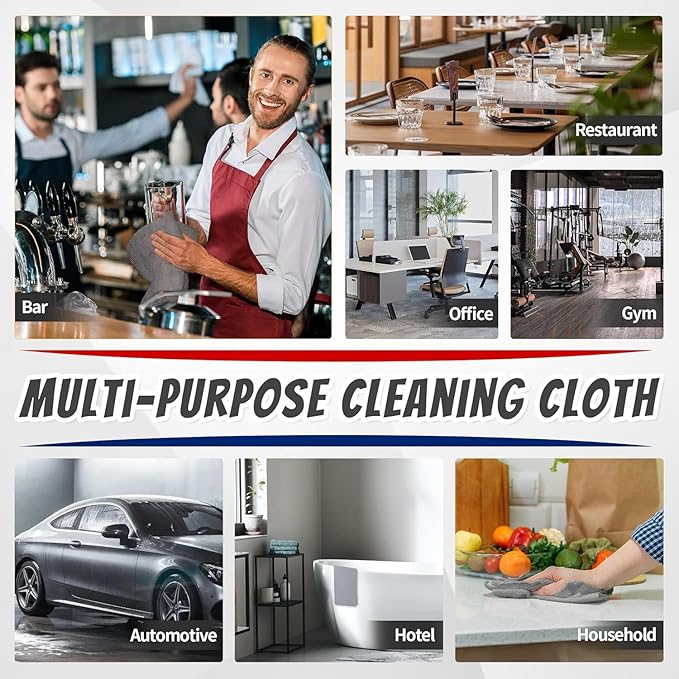 FIXSMITH Microfiber Cleaning Cloth, Shop Towels Bulk, 24 Pack Grey Microfiber