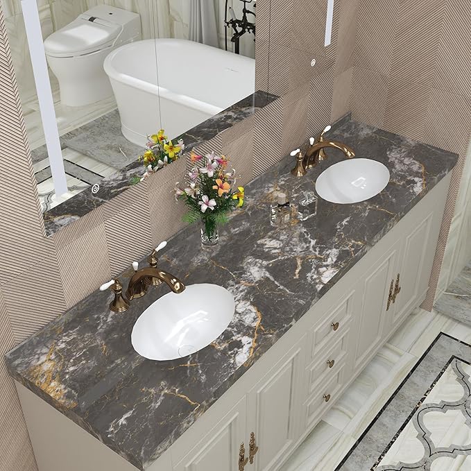 BAYYA Faux Marble Contact Paper Waterproof Countertop Peel and Stick Wallpaper