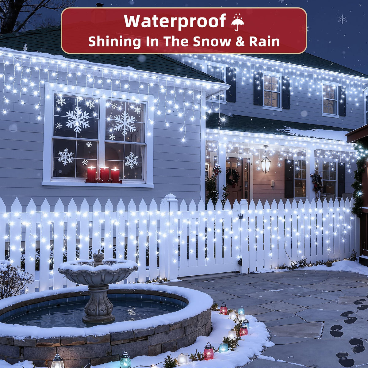 810 LED Christmas Lights Outdoor 82FT with 180 Drops, Christmas Decorations Hanging Lights 12 Modes, Dimmable Outsite Fairy String Lights for Wedding Party Holiday Winter Wonderland Decor Cool White