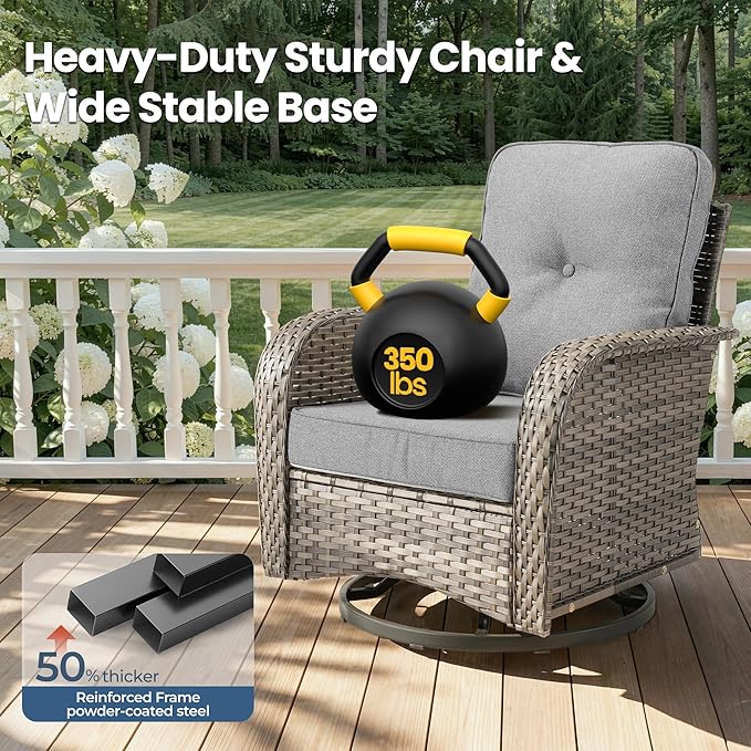 Outdoor Swivel Rocker Patio Chairs, 3 Piece Patio Furniture Set