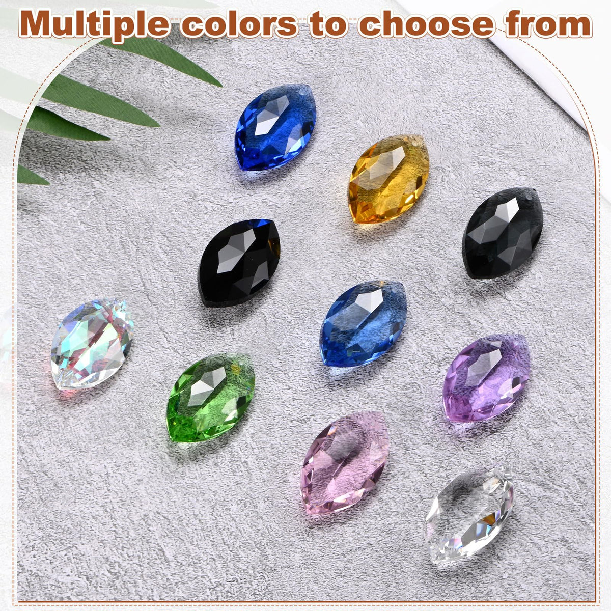 M METERXITY 8-Pack Crystal Horse Eye Prisms, 38mm/1.5 Inch Chandelier Pendant Maker Hanging Crystals Chandelier Prisms for Home/Windows/Garden/DIY Decoration[Blue]