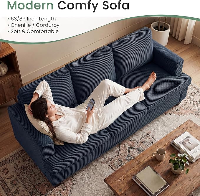 YOUDENOVA Sofa, 63” Comfy Loveseat Sofa