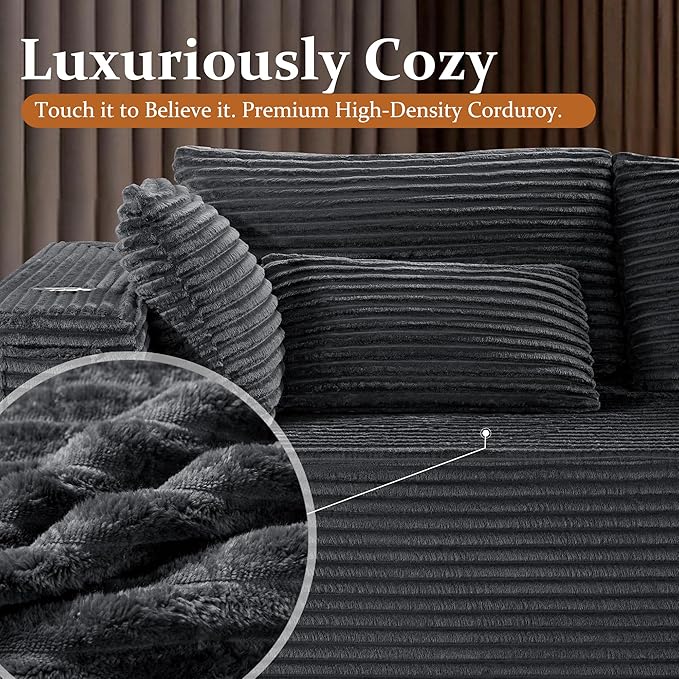 108" Cloud Sectional Couch, Comfort Sleep Sofa