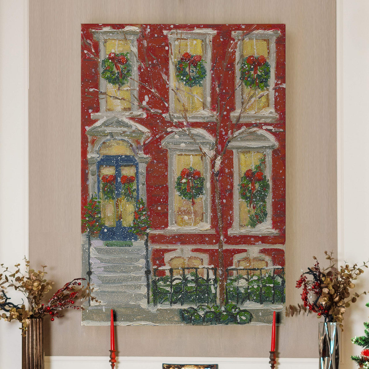 Renditions Gallery Abstract Christmas Decorations for Wall Dressed for the Holidays Christmas Canvas Art Wall Paintings for Bedroom Dining Living Room Office Home Kitchen Wall Decor - 32"X48" LT18