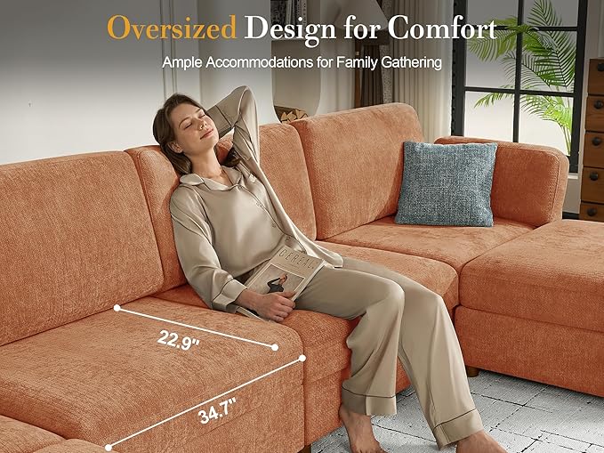 Oversized Modular Sectional Sofa, Solid Wood Frame Sofa, Removable Washable