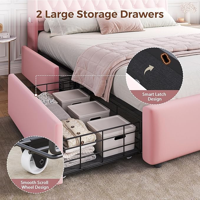 Queen LED Velvet Bed Frame