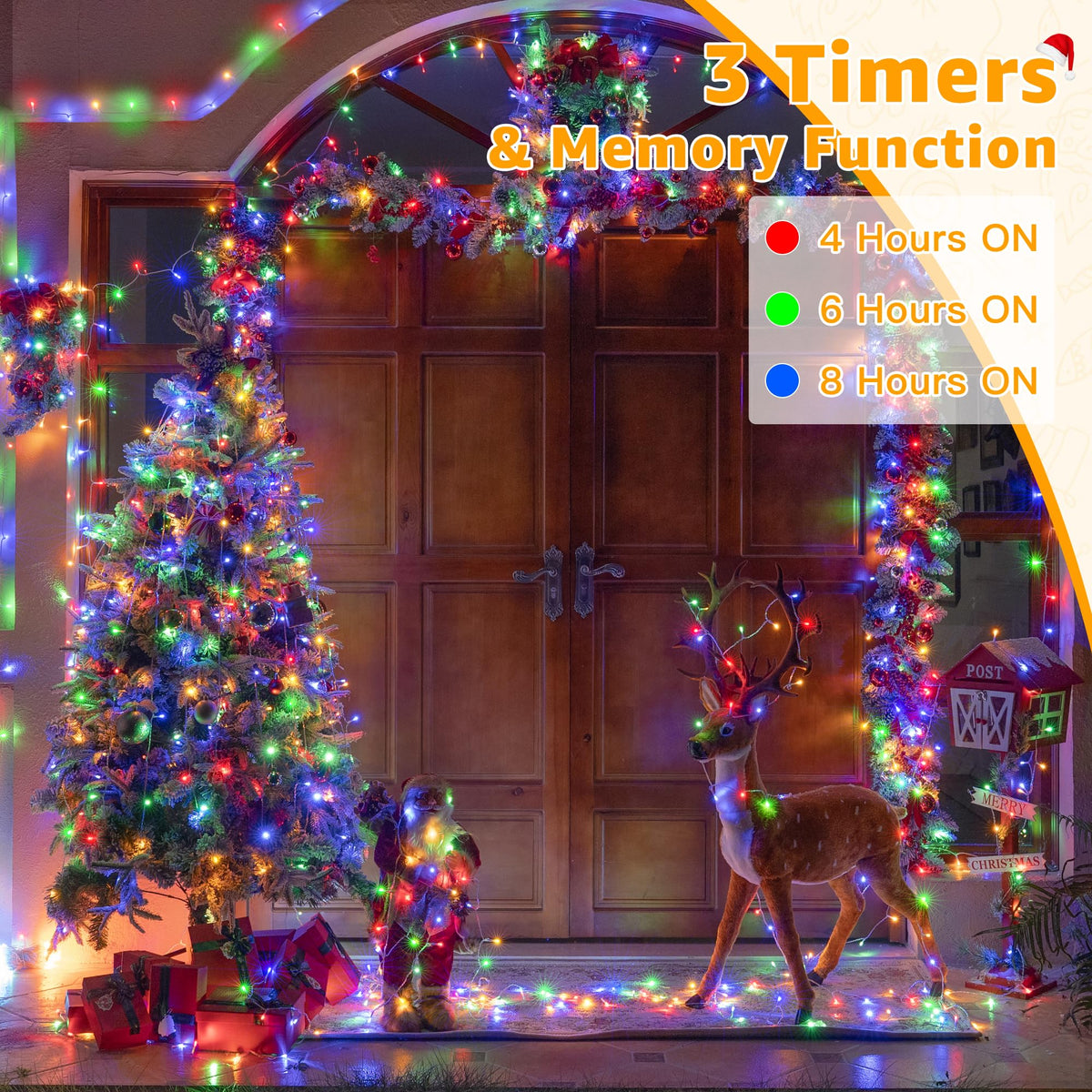 Ollny Christmas Lights Outdoor 800LED 262FT, Multicolor Plug in Fairy Light with Remote, 8 Modes Waterproof Timers Dimmable LED String Lights for Indoor House Outside Bedroom Patio Balcony