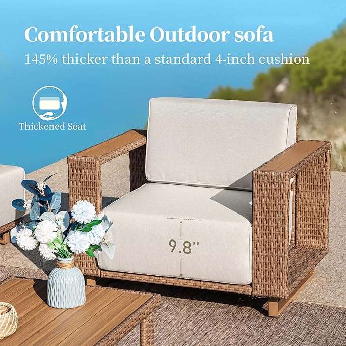 SUNSHINE VALLEY Patio Furniture Set, Outdoor Sectional Wicker Sofa