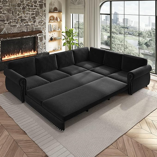 118" L-Shaped Sleeper Couch Bed