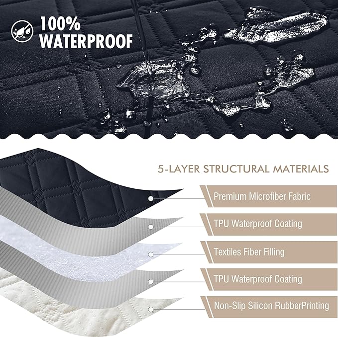 Genina Waterproof Couch Cover, Washable Anti-Slip 67 inch Sofa Covers