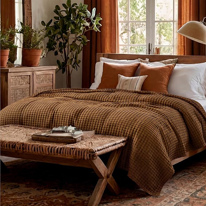 Bedsure Cooling Cotton Waffle Full Size Blanket