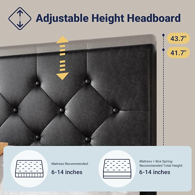 Allewie Upholstered Queen Size Platform Bed Frame