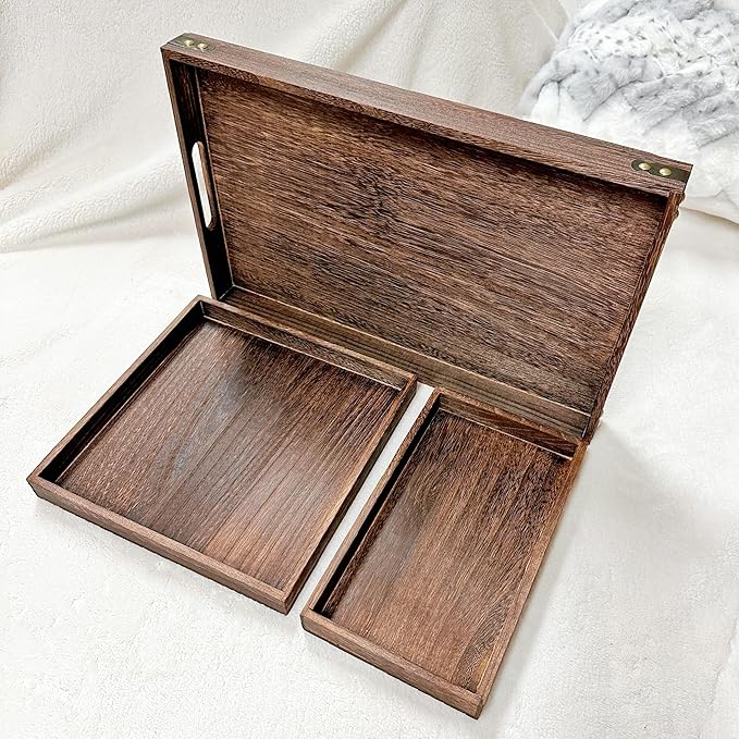 3-Piece Wooden Serving Tray Set