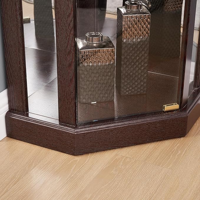 Corner Curio Cabinet, 150lbs Heavy Duty Glass Display Cabinet