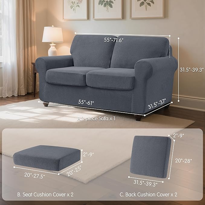 SUBRTEX 5 Piece Stretch Loveseat Slipcover, Couch Cover