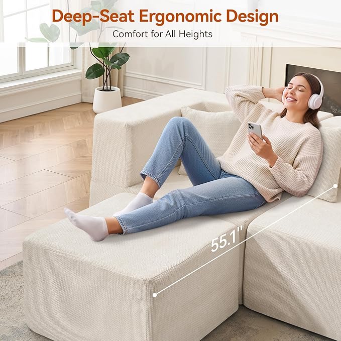MONVANE Modular Sectional Sofa, Oversized 10 Seat Convertible U Shaped Couch