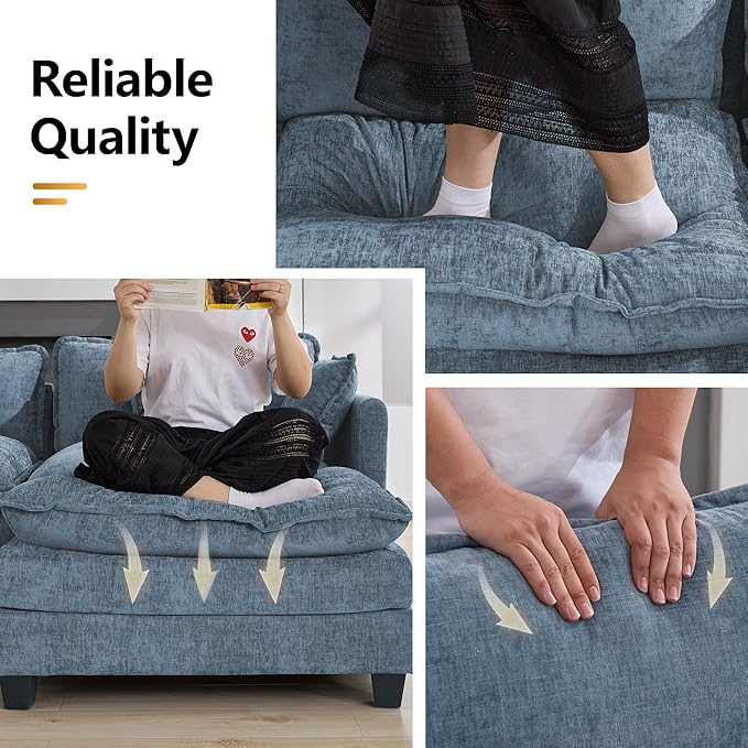 147'' Oversized U Shaped Cloud Sectional Sofa, Chenille Deep Seat Couches