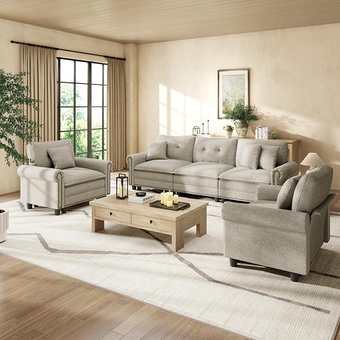 HERA'S HOUSE 3 Pieces Modular Sectional Sofa Sets, Oversized Couch Set
