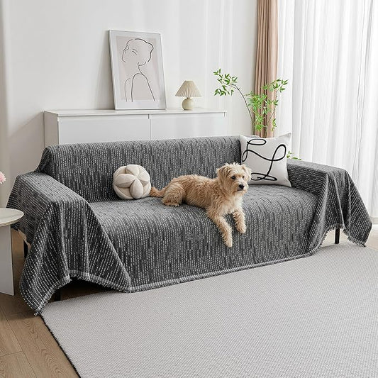 MYSKY HOME Couch Covers for Sofa, Dog Couch Cover Protector, Dark Grey Lines