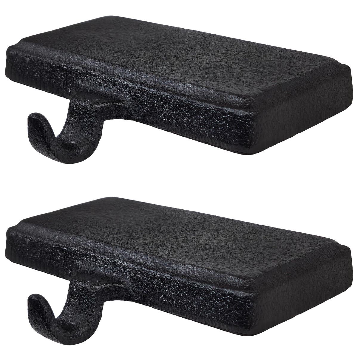 Lulu Decor Black Christmas Stocking Holders for Mantle Set of 2 - Heavy Cast Iron Weighted Strong & Sturdy Low Profile Flat Base Stocking Hooks, Simple Design for Mantle Decor Weighs 2 lbs 10 oz Each