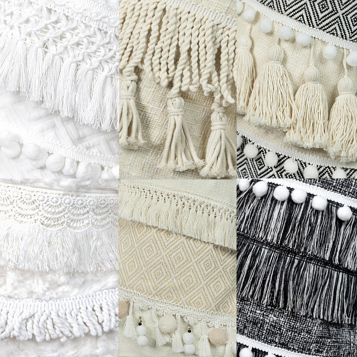 BHD BEAUTY 2025 New Farmhouse Bohemian Style Christmas Stocking Set of 6 Tassel Xmas Stocking Boho Macrame Decorations Mantel Hanging Ornament for Xmas Holiday Party