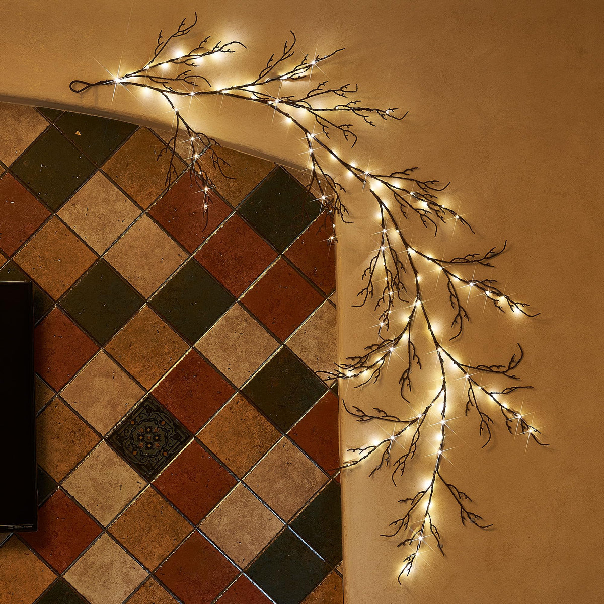LITBLOOM Brown 6FT 120 LED Fairy Lights Plug in Willow Vine Garland for Indoor Outdoor Home Fireplace Wall Christmas Decoration
