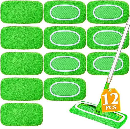 12-Pack Reusable Mop Pads Compatible