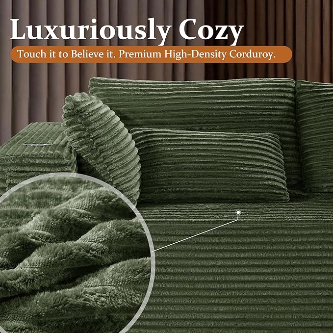 Oversized 108" Cloud Sectional Couch, Comfort U Shaped Boneless Couch