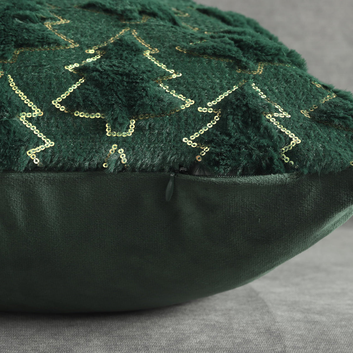 4TH Emotion Christmas Tree Decorative Lumbar Pillow Covers 12x20 Set of 2, Green Soft Plush Faux Fur Farmhouse Throw Cushion Cases for Xmas Winter Holiday Home Decorations