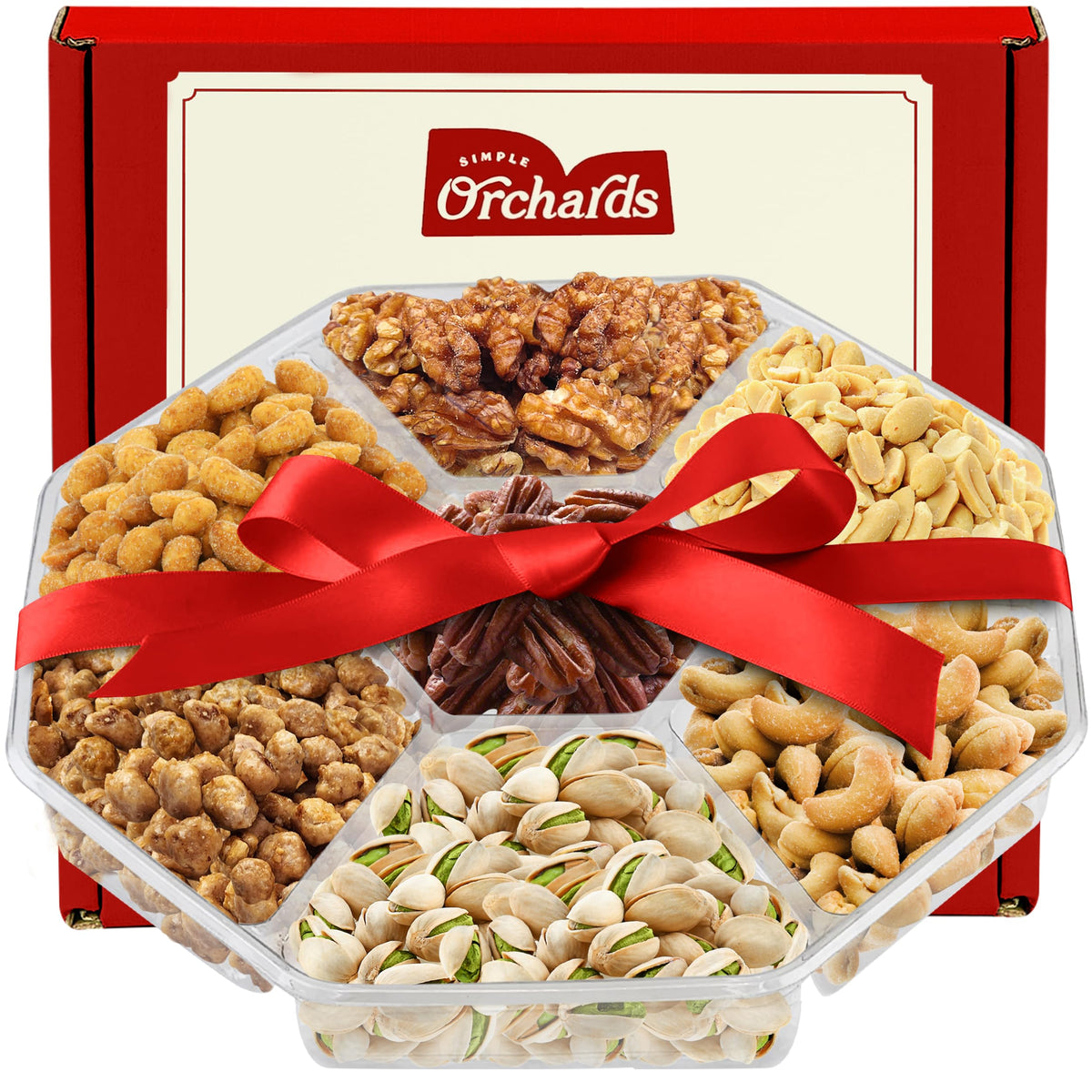 Nuts gift Basket - Delicious Mixed Cravings Gourmet Collection, Features 7 Sectional Platter with Freshly Roasted Nuts