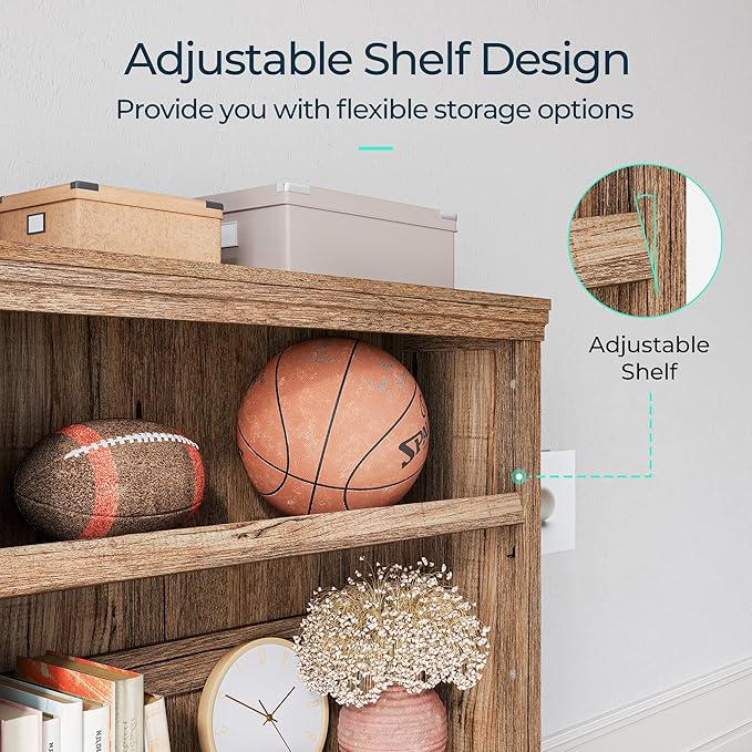 LINSY HOME 5-Shelf Bookcase, Bookshelves Floor Standing Storage Shelves 68 in