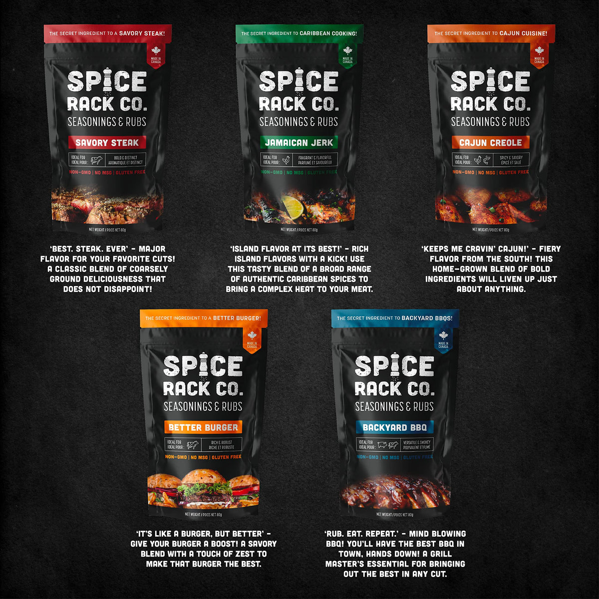 Spice Rack Co. BBQ Seasonings And Rubs - Smoking & Grilling Spices and Seasonings Sets, Grilling Accessories & Smoker Accessories, Unique Fathers Day Gift For Dad, Gifts For Father's Day (5 Pack)