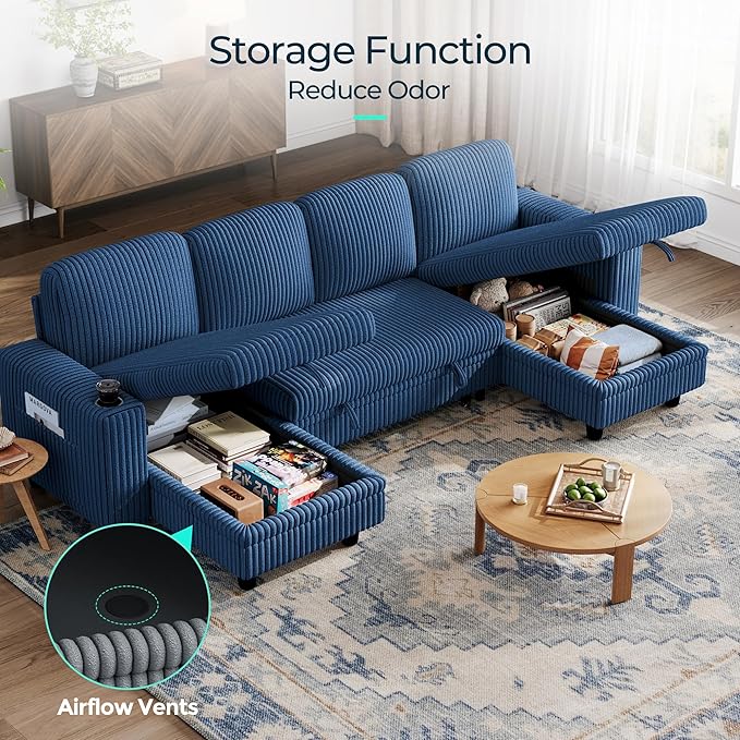 LINSY HOME Sectional Sleeper Sofa Pull Out Couches