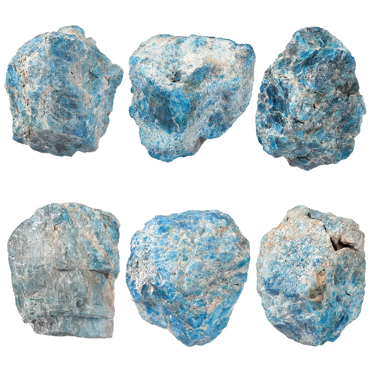 mookaitedecor Natural Blue Apatite Raw Rough Stone with Stainless Stand, Gemstone Specimen Healing Crystal Stone Display for Office Home Decor 6.7"-7.8" Tall