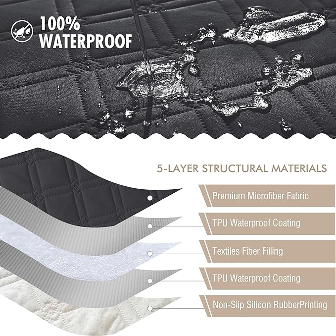 Genina Waterproof Couch Cover, Washable Anti-Slip 78inch Sofa Covers