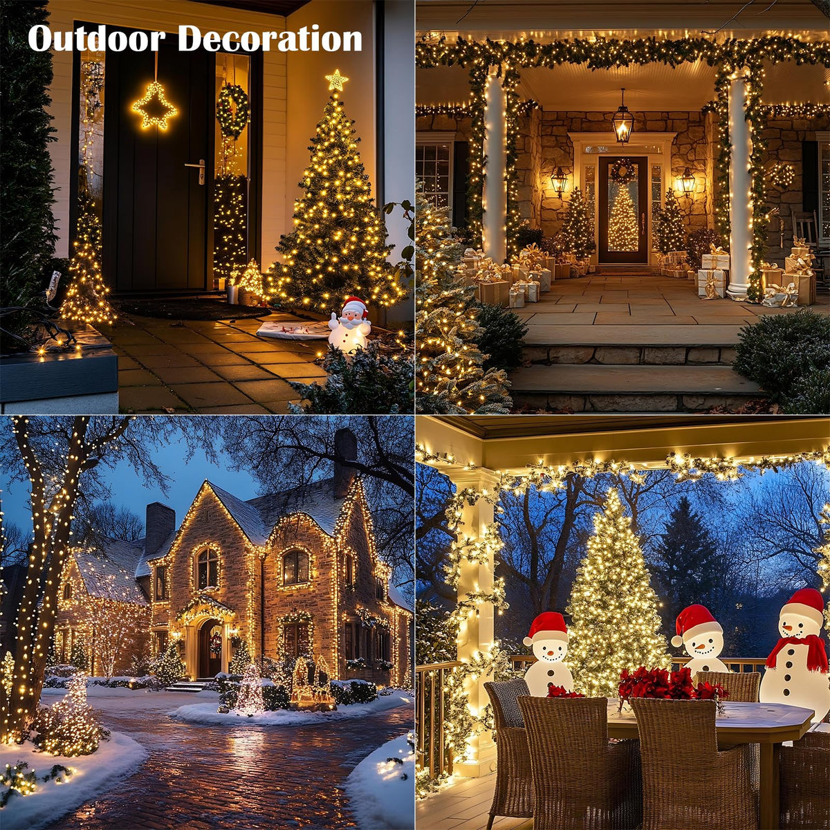 ZELUXDOT Fairy Lights Plug in,328FT 1000LEDs Waterproof Led String Lights,8 Modes Remote Twinkle Light for Outdoor Indoor Christmas Wedding Birthday Garden Party Decorations,Silver Wire,Warm White