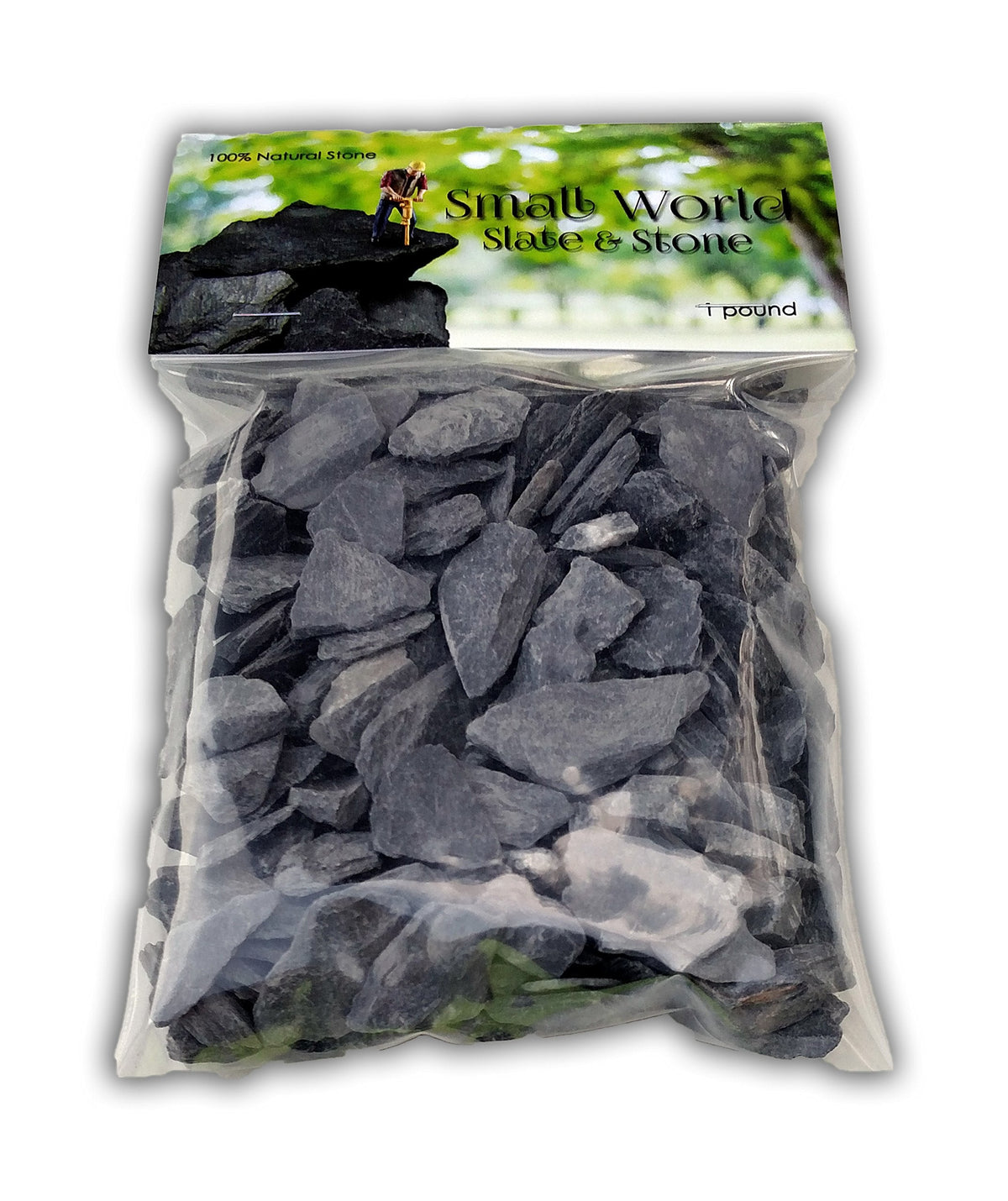 Natural Slate Stone -1/2 to 1 inch. Perfect Size for Miniature or Fairy Gardens, Aquariums, Reptiles, Terrariums, Model Railroads, Dioramas & Wargaming (2lbs Grey)