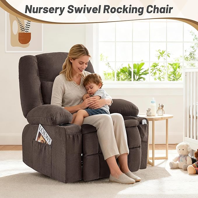 Oversized Swivel Rocker Recliner Chair
