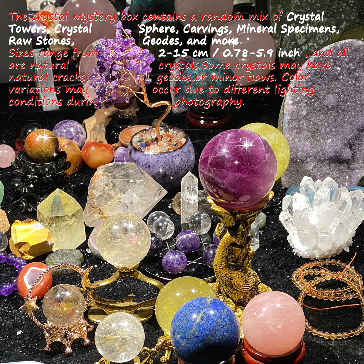 CrystalHola 1lb Mystery Crystal Box, Randomly Selected with Polished Natural Crystal for Home Office Decoration, Birthday Gifts