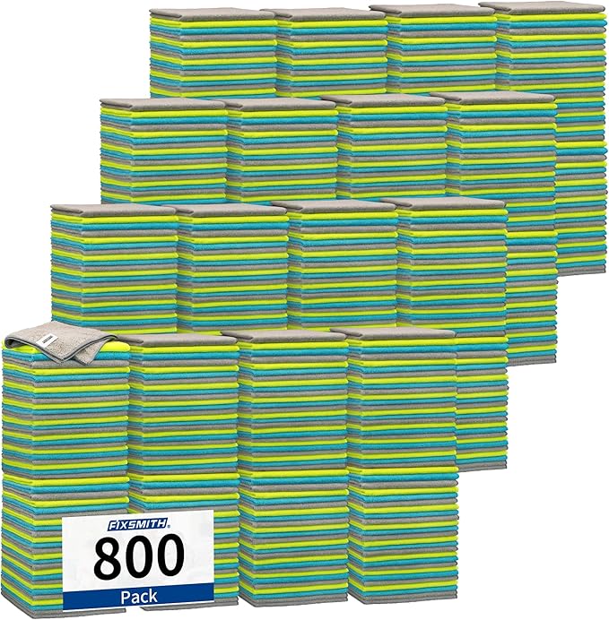 FIXSMITH Shop Towels-800 Pack, 12 x 16 in Microfiber Cleaning Cloth, Highly
