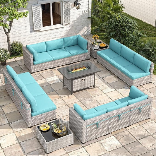 12-Seat Modern Outdoor Wicker Rattan Patio Furniture Set