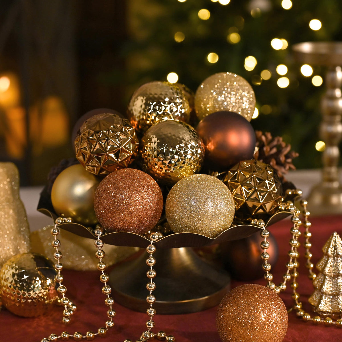 Valery Madelyn Christmas Tree Decorations Ornament Set, 50ct 2 Inches Bronze Copper Gold Shatterproof Christmas Ball Ornaments Hanging Xmas Holiday Party Decor