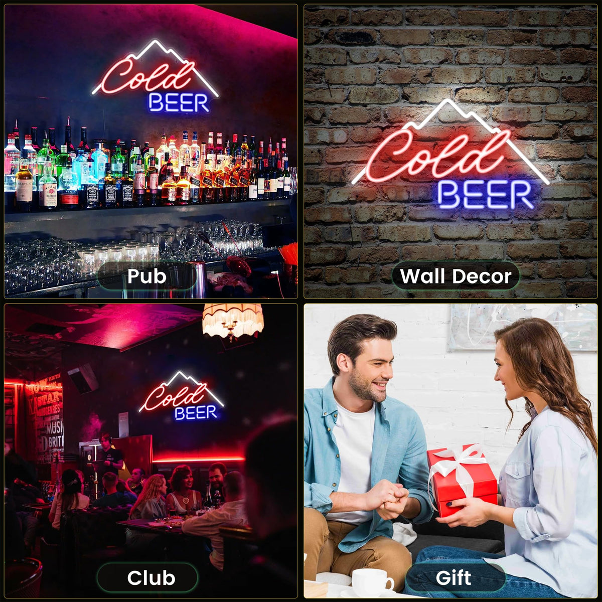 Kavaas Cold Beer Neon Sign 16.5" x 9.4", Neon Beer Signs for Man Cave, Home Bar, Pub, Wall Decor - Best Gifts for Beer Lovers, Birthday, Christmas