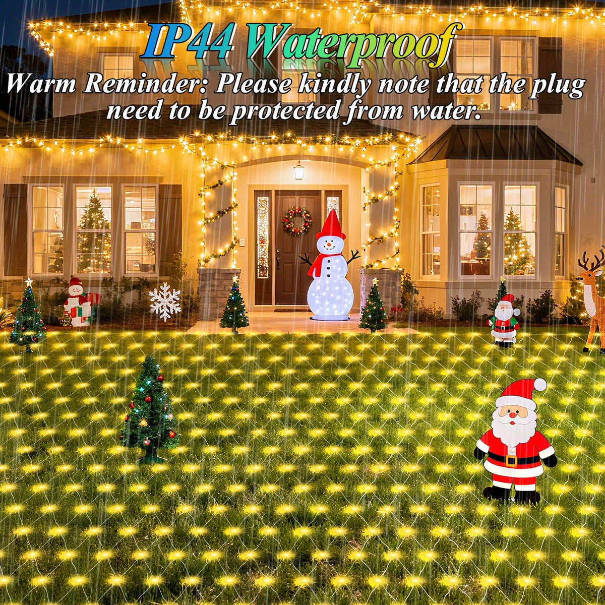 6.6ft x 6.6ft Christmas Net Lights, 160LED Gazebo Mesh Lights Outdoor 8 Modes Timer, Waterproof Connectable String Lights Clear Wire for Bushes Patio Pergolas Garden Holiday Party - Warm White
