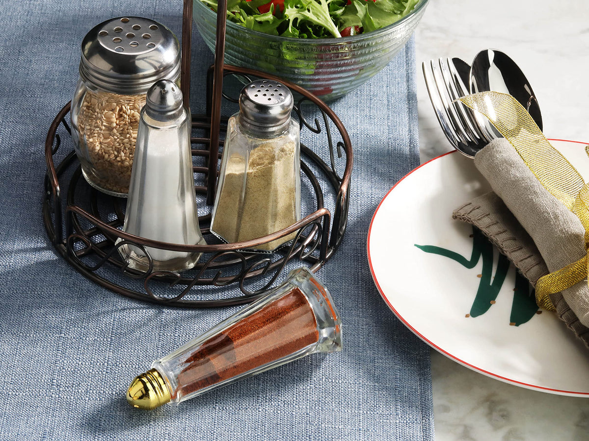New Star Foodservice Glass Salt and Pepper Shaker with Stainless Steel Mushroom Top, 2-Ounce, Set of 12